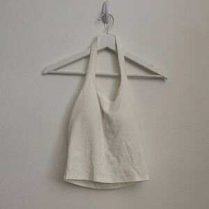 Uniqlo White Ribbed Halter Neck Camisole